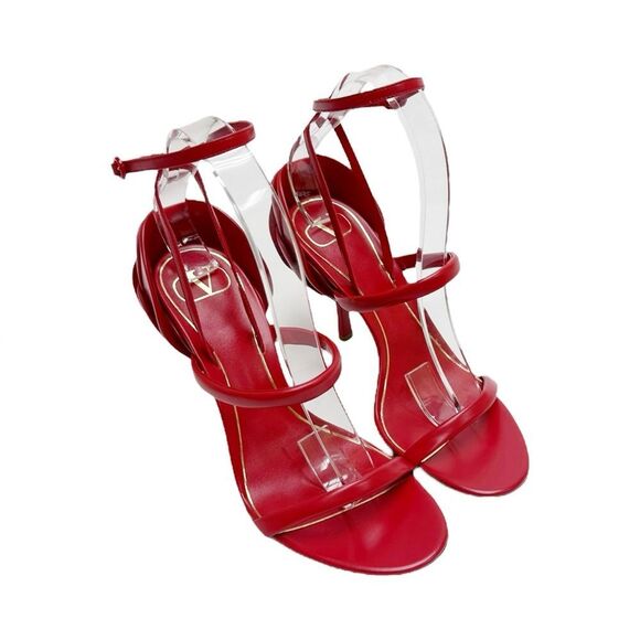 RARE NWOT VALENTINO GARAVANI Roserouche 1959 Leather Sandals in Red - Picture 3 of 5